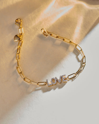 Pulsera con clip de diamantes Love